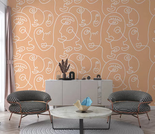 Linear Portraits Wallpaper Wall Mural Wallpaper - Luzen&Co Australia