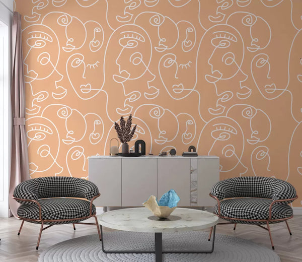 Linear Portraits Wallpaper Wall Mural Wallpaper - Luzen&Co Australia