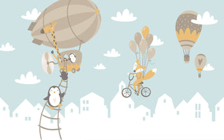 Cloudy Sky Air Balloon Wallpaper, Wall sticker, Wall poster, Wall Decal - Luzen&co