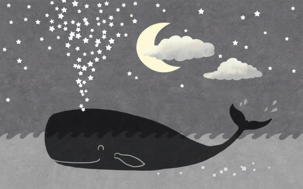 Huge Whale and Little Stars Wallpaper, Wall stickers