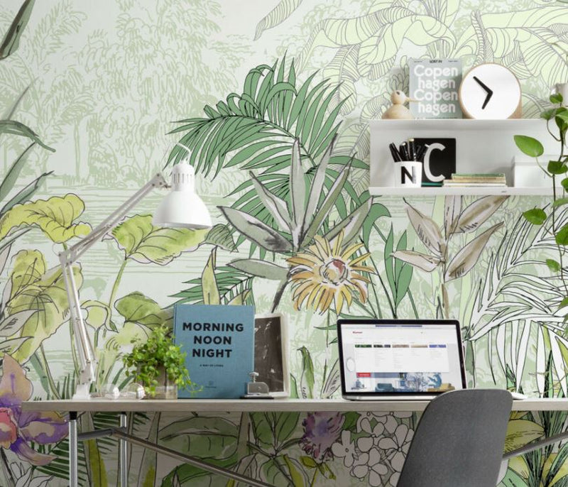 Illustrated Flowers Self adhesive Wallpaper
