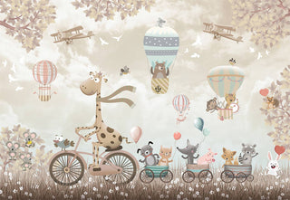 Cycling Giraffe Self adhesive Wallpaper