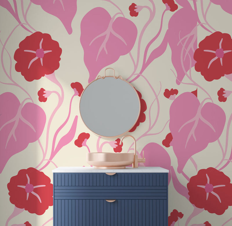Red and Pink Flowers Wallpaper