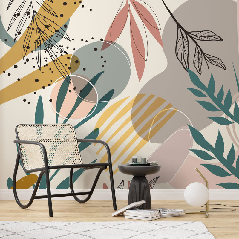 Colorful Geometric Patterns and Flowers Wallpaper - Luzenandco