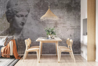 Woman Statue Antique Floral Wall Mural Wallpaper