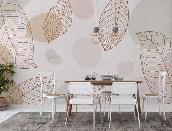 Soft Leaves and Circles Peel and Stick Wallpaper - Luzen&Co