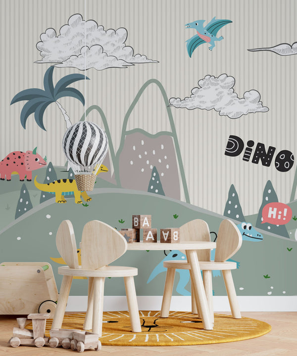 Dinosaurs Forest Peel and Stick Wallpaper, Wall sticker, Wall poster, Wall Decal