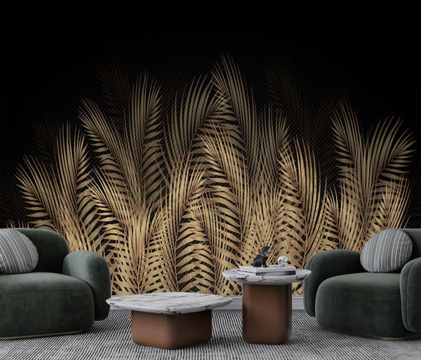 Big Yellow Tropical Leaves Self Adhesive Wallpaper