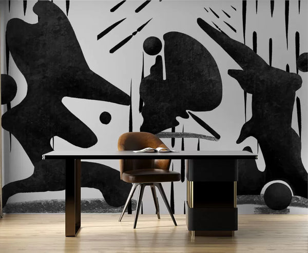 Black Human Figures Modern Peel and Stick Wallpaper - Luzenandco Australia