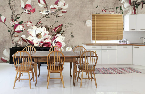 Beautiful Designed Nude Tones Flowers Self adhesive wallpaper