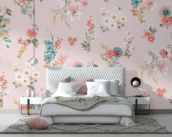 Soft Flowers Pink Wallpaper