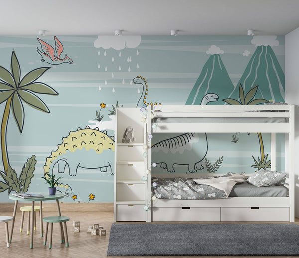 Dinosaur Life into Nature Wallpaper, Wall sticker, Wall poster, Wall Decal