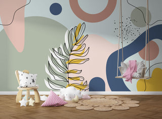 Floral and Geometric Pattern Self adhesive Wallpaper