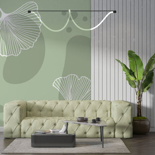 Peanut Green Linear Flowers Self adhesive Wallpaper