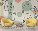 Linear Face Figures Wall Mural Peel and Stick Wallpaper - Luzen and co Australia