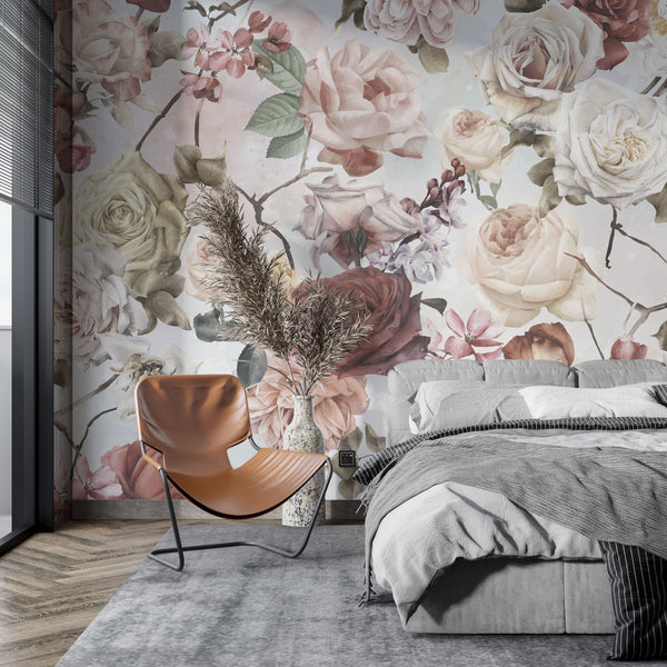 Soft Roses Peel and Stick Wallpaper in Australia - Luzen&Co