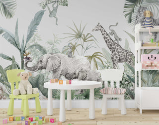 Animals & Soft Tropical Kids Wallpaper, Wall sticker, Wall poster, Wall Decal - Luzen&co