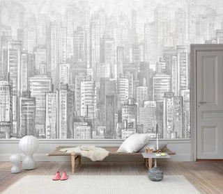 Stylish Gray Tones City Theme Wall Mural Wallpaper - Australia Luzen&Co