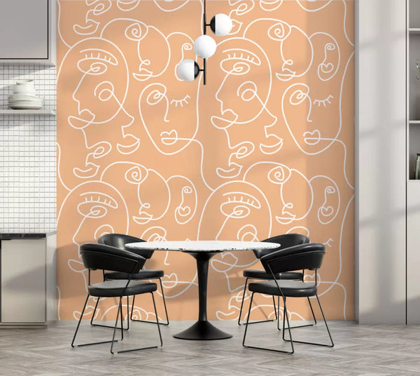 Linear Portraits Wallpaper Wall Mural Wallpaper - Luzen&Co Australia