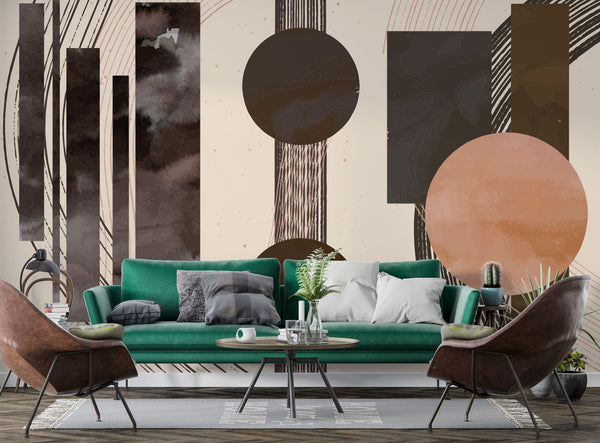 Aging Geometric Patterns in Coffee Tones Wallpaper