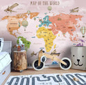 Colorful Map With Aircrafts Wallpaper, Wall sticker, Wall poster, Wall Decal - Luzen&co