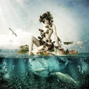 Girl On A Rock Middle of Sea Wall Mural Wallpaper - Luzenandco Australia
