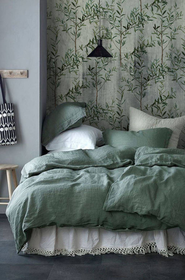 Olive Brances Patterned Floral Wallpaper