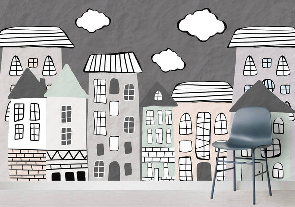 Cartoon Buildings Kids Wallpaper