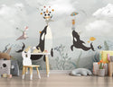 Whales Panda Fishes Self adhesive Wallpaper