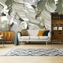 Big Tropical Leaves Soft Tones Self Adhesive Wallpaper