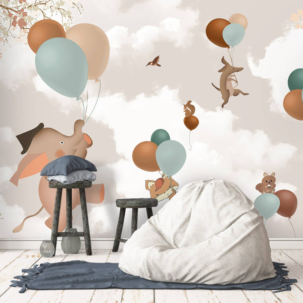 Cloudy Sky Flying Animals Self adhesive wallpaper, Wall sticker, Wall poster, Wall Decal - Luzen&co