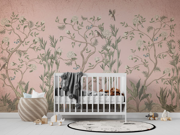 Soft Flowers and Birds Peel and Stick Wallpaper