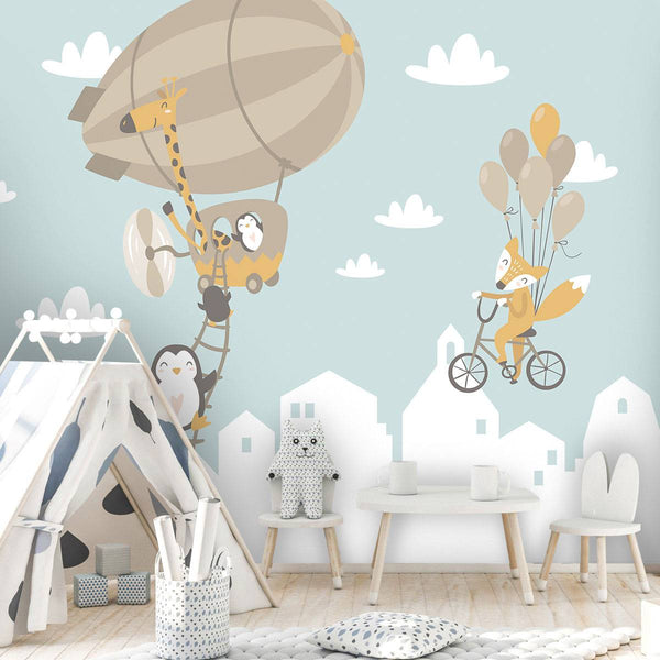 Cloudy Sky Air Balloon Wallpaper, Wall sticker, Wall poster, Wall Decal - Luzen&co