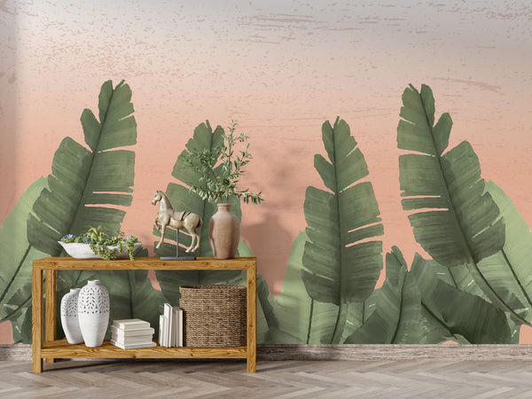 Big Tropical Leaves Gradient Self Adhesive Wallpaper