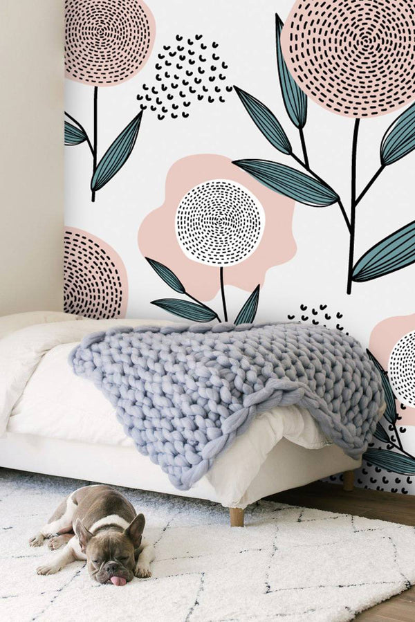 Pink Patterned Flower Wallpaper