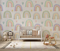 Rainbow and Hearts Self adhesive Wallpaper, Wall sticker, Wall poster