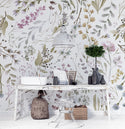 Soft Flowers Wallpaper with Watercolor Peel and Stick Wallpaper