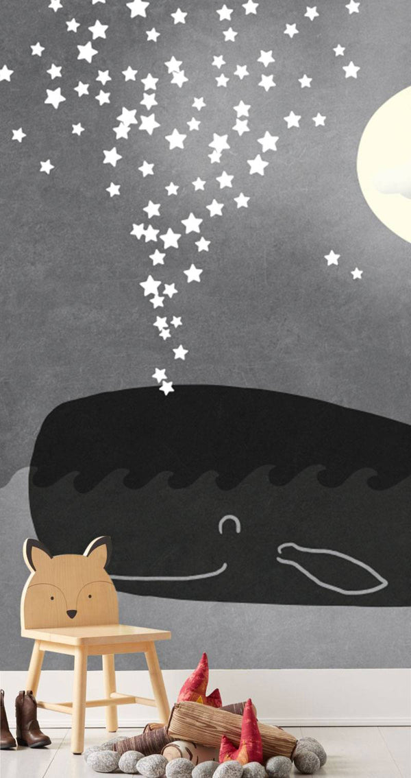 Huge Whale and Little Stars Wallpaper, Wall stickers