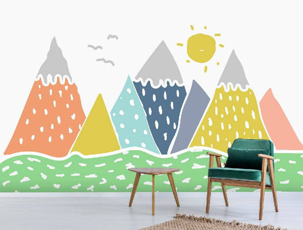 Colorful Triangle Snowy Mountains Wallpaper
