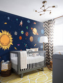 Dark Blue Background Planet Kids Wallpaper, Wall sticker, Wall poster, Wall Decal