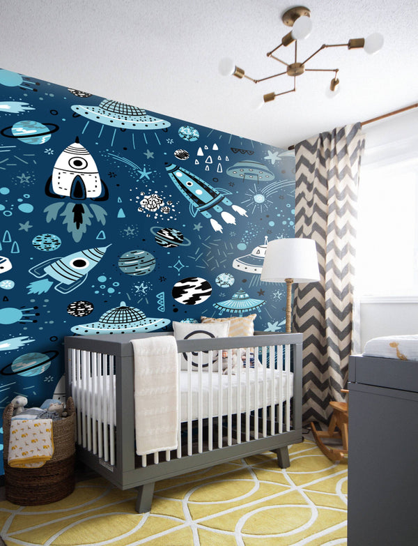 Space Kids Self adhesive wallpaper Peel and Stick wallpaper in Australia - Luzen&Co