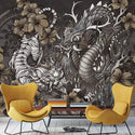 Grey Tones Dragon Designed Self Adhesive Wallpaper - Luzenandco