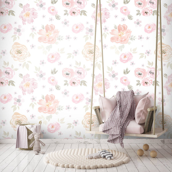 Pastel Colors Floral Wallpaper -Luzen&Co