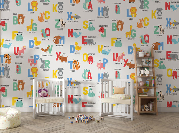 Alphabet Kids Self adhesive wallpaper Peel and Stick wallpaper in Australia - Luzen&Co
