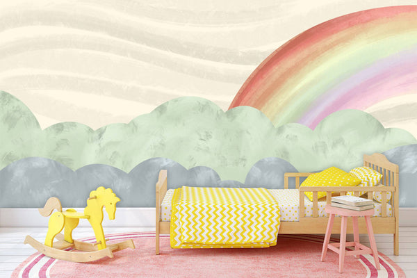 Clouds And Rainbow Kids Wallpaper, Wall sticker, Wall poster, Wall Decal - Luzen&co