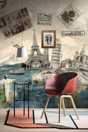 Wonders World With Post Cards Wall Mural Wallpaper - Luzen and co