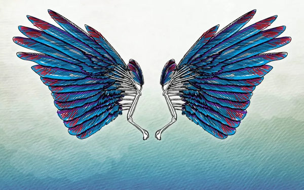 Blue Tones Bird Wings Wall Mural Self adhesive Wallpaper