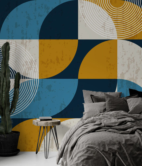 Geometric Gold Color Detailed Wallpaper