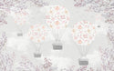 Flowers Designed Hot Air Balloon Wallpaper, Wall sticker, Wall poster, Wall Decal