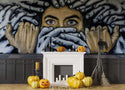 Muted Human Figure Graffiti Wall Mural Wallpaper